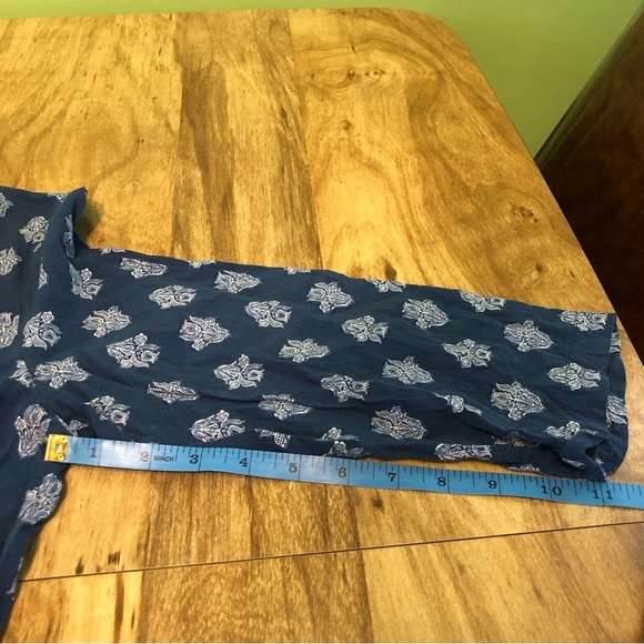 J Jill Blue Eastern Pattern Lightweight Tunic Top Shirt Womens Size Medium - Picture 9 of 10